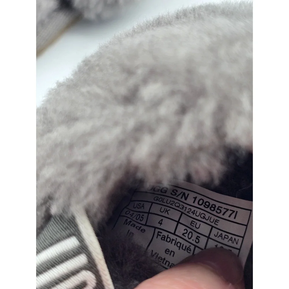 UGG Fluff Yeah Slide Charcoal Grey Toddler Kids Sandals Size 4/5